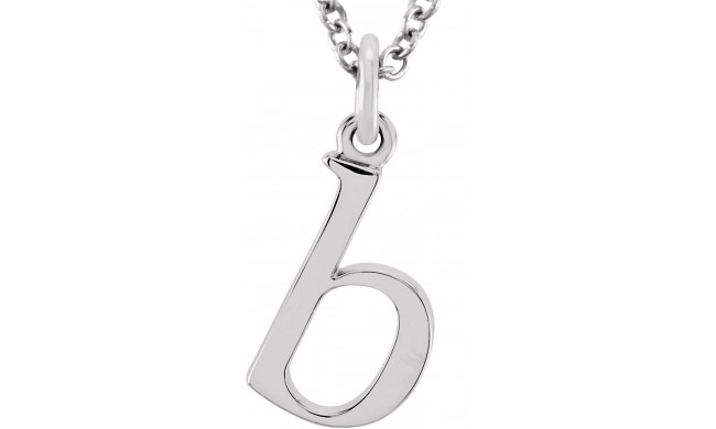 14K White Lowercase Initial b 16 Necklace - 8578070004P