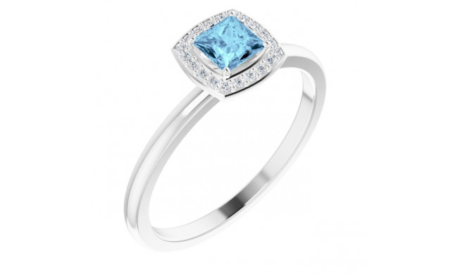 14K White Aquamarine & .05 CTW Diamond Ring - 122745600P