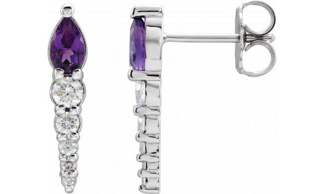 14K White Amethyst & 1/4 CTW Diamond Earrings - 870256009P