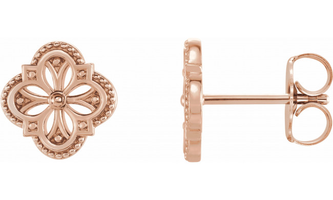 14K Rose Vintage-Inspired Clover Earrings - 87105602P