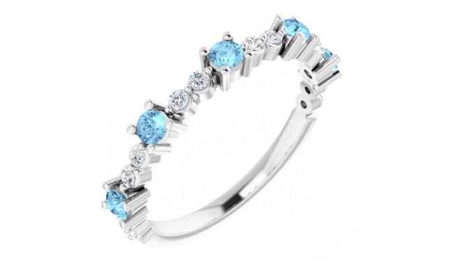 14K White Aquamarine & 1/5 CTW Diamond Ring - 72051612P