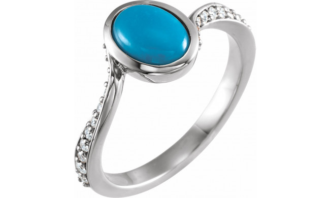 14K White Turquoise & 1/5 CTW Diamond Ring - 72091605P