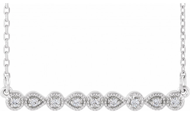 14K White .07 CTW Diamond Milgrain Bar 16-18 Necklace - 86704604P
