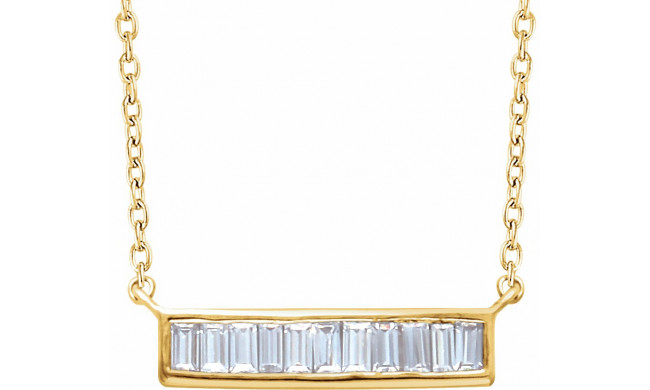 14K Yellow 1/4 CTW Diamond Baguette Bar 16-18 Necklace - 65188560003P