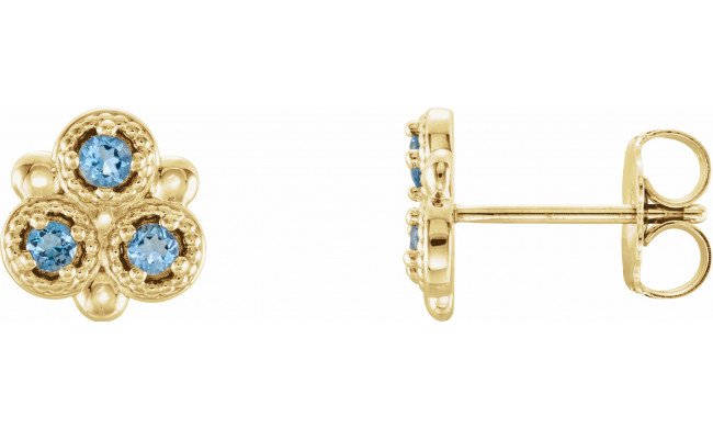14K Yellow Aquamarine Three-Stone Earrings - 86550601P