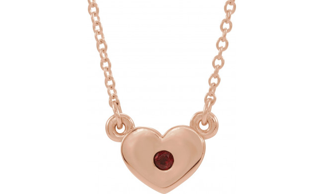 14K Rose Mozambique Garnet Heart 16 Necklace - 8633560002P