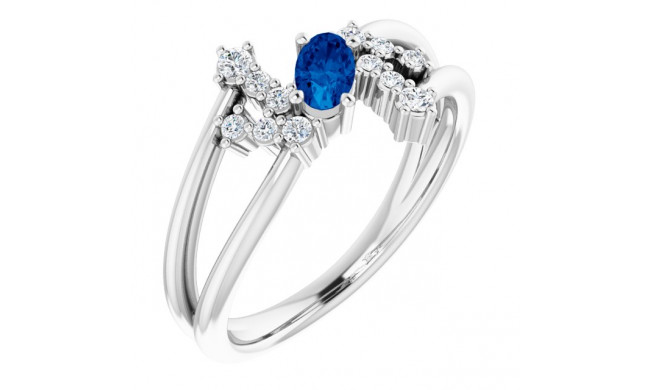 14K White Blue Sapphire & 1/8 CTW Diamond Bypass Ring - 72099611P