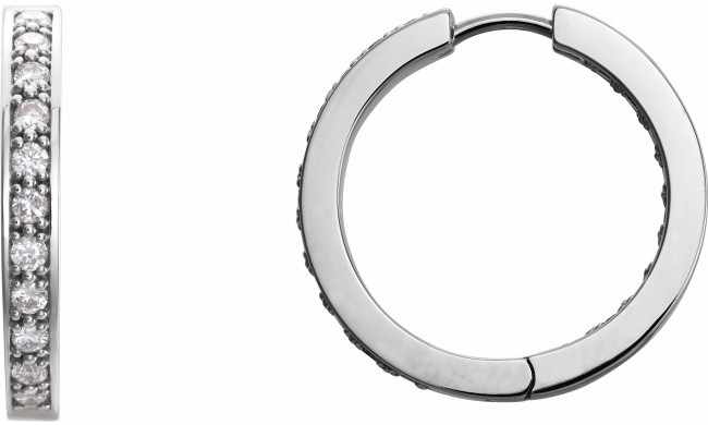 14K White 1 CTW Diamond Inside-Outside 22.8 mm Hoop Earrings - 8493360006P