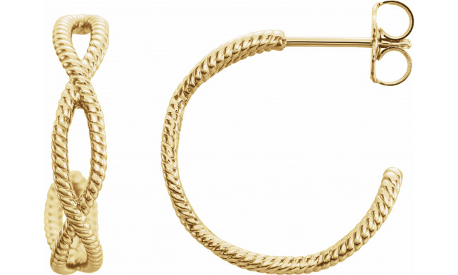 14K Yellow 20x4 mm Rope Hoop Earrings - 86450606P