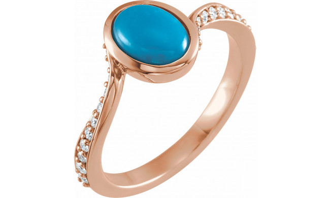 14K Rose Turquoise & 1/5 CTW Diamond Ring - 72091607P