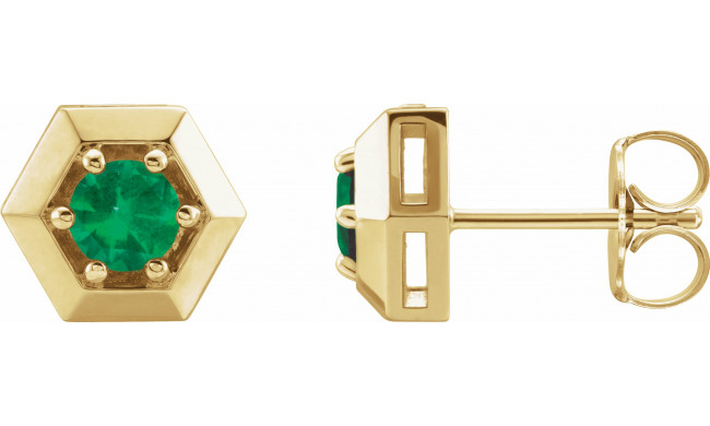 14K Yellow Emerald Geometric Earrings - 87127628P