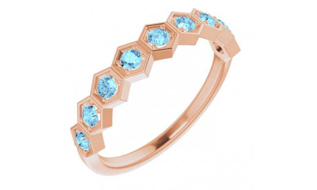 14K Rose Aquamarine Stackable Ring - 71876632P