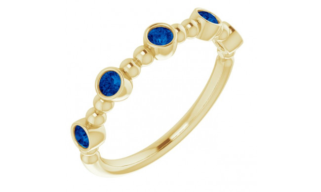 14K Yellow Stackable Blue Sapphire Bead Ring - 71991601P