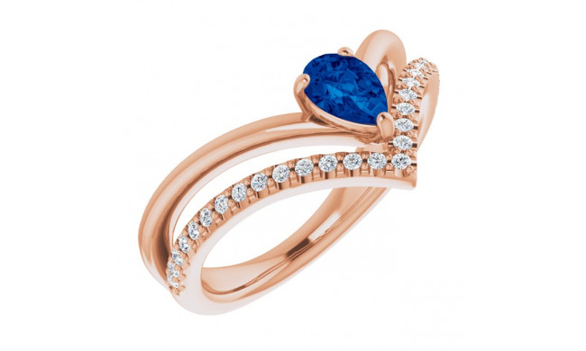 14K Rose Blue Sapphire & 1/6 CTW Diamond Ring - 71968612P