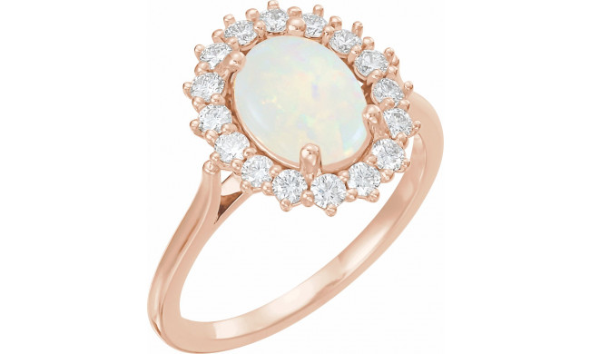 14K Rose Opal & 1/2 CTW Diamond Ring - 72070636P