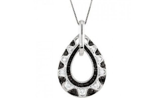 14K White 1/2 CTW Black & White Diamond 18 Necklace - 68327100P