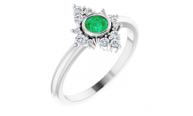 14K White Emerald & 1/5 CTW Diamond Ring - 720896016P