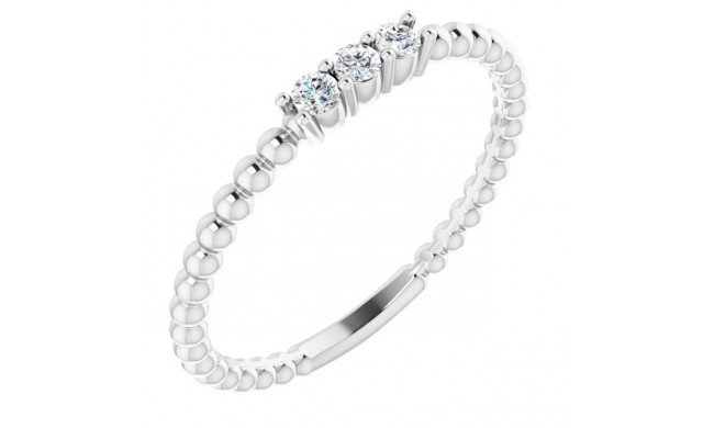 14K White 1/10 CTW Diamond Beaded Ring - 123113600P