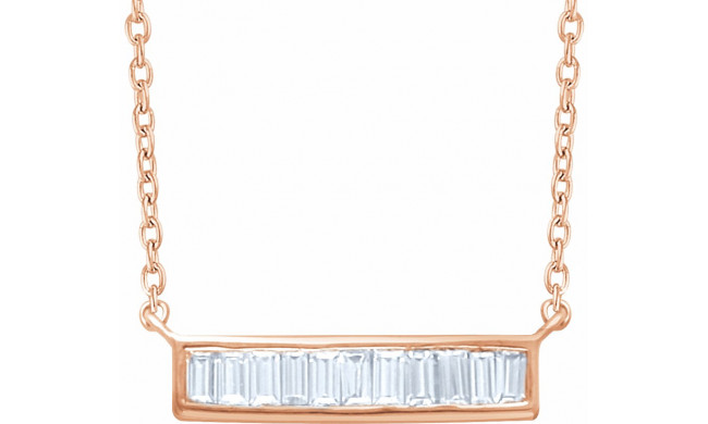 14K Rose 1/4 CTW Diamond Baguette Bar 16-18 Necklace - 65188560005P