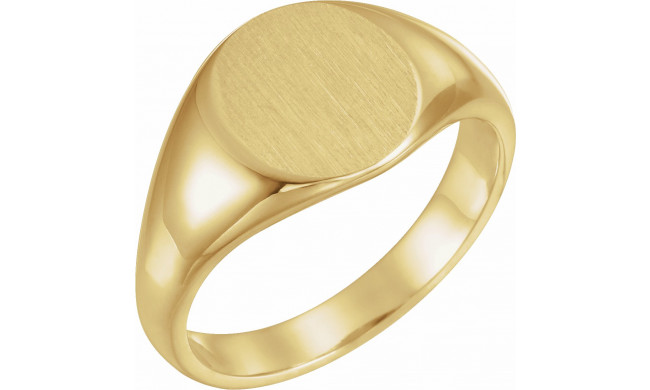 14K Yellow 12.5x10.5 mm Oval Signet Ring - 946437885P