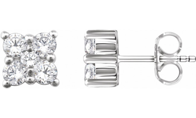 14K White 1/2 CTW Diamond Cluster Earrings - 65293660001P