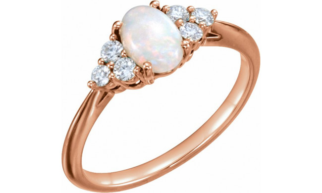 14K Rose Opal & 1/5 CTW Diamond Ring - 71812602P