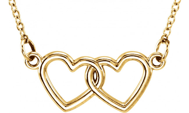 14K Yellow Tiny Poshu00ae Double Heart 16-18 Necklace - 857921001P