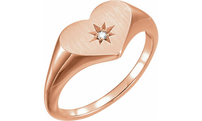 14K Rose .01 CT Diamond 11.9 mm Heart Starburst Ring - 122818602P