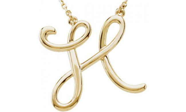 14K Yellow Script Initial H 16 Necklace - 84635201P