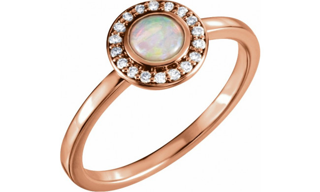 14K Rose Opal & .07 CTW Diamond Halo-Style Ring - 71821602P
