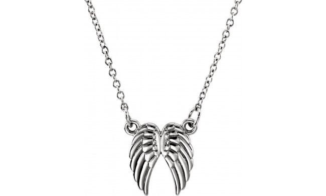 14K White Tiny Poshu00ae Angel Wings 16-18 Necklace - 858001002P