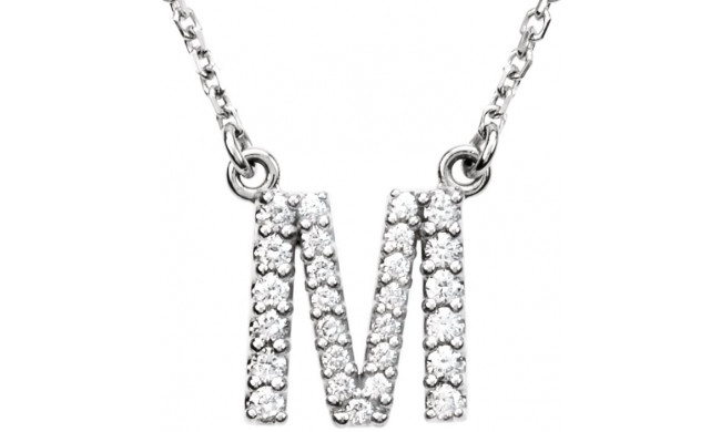 14K White Initial M 1/6 CTW Diamond 16 Necklace - 67311112P
