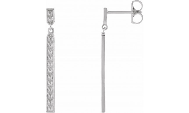 Platinum 29x2.4 mm Sculptural Bar Earrings - 86791603P