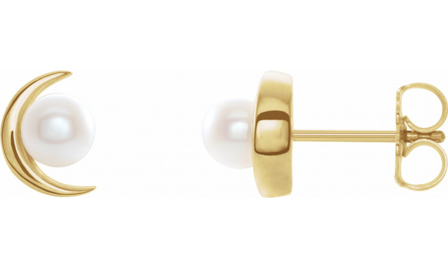 14K Yellow Freshwater Cultured Pearl Earrings - 86805601P