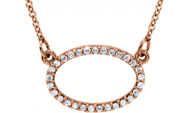 14K Rose 1/8 CTW Diamond Horizontal Oval 16 Necklace - 85867102P