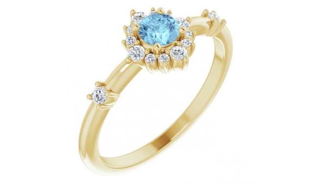 14K Yellow Aquamarine & 1/6 CTW Diamond Ring - 720886028P