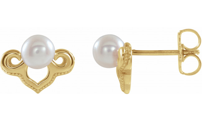 14K Yellow Freshwater Cultured Pearl Earrings - 86939601P