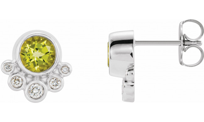 14K White Peridot & 1/8 CTW Diamond Earrings - 86777635P