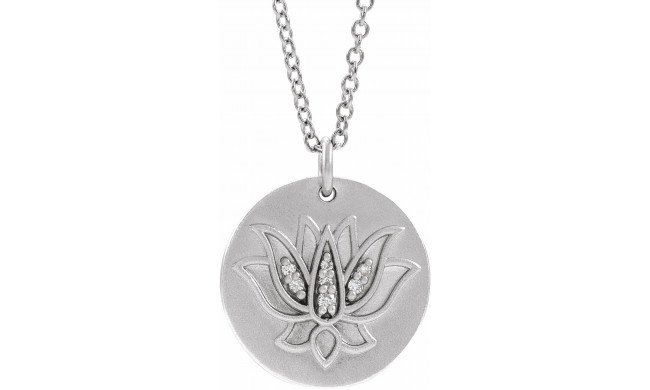 14K White .025 CTW Diamond Lotus 16-18 Necklace - 86975605P