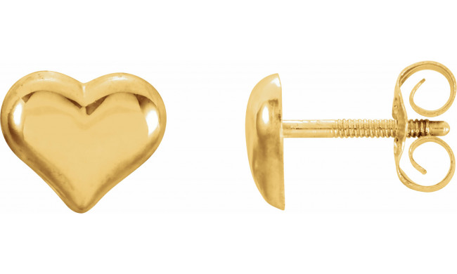 14K Yellow Puffed Heart Earrings - 19202710000P