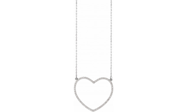 14K White 3/8 CTW Diamond Large Heart 16 Necklace - 66415100007P