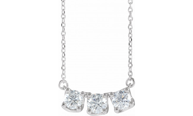 14K White 1 CTW Diamond Three-Stone Curved Bar 16 Necklace - 86917610P