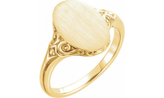 14K Yellow 13x9 mm Oval Signet Ring - 51659102P