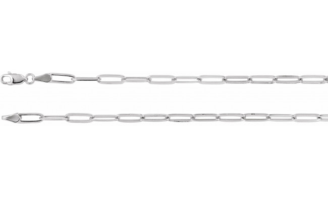 14K White 3.85 mm Elongated Flat Link 7 Chain - CH1095604P