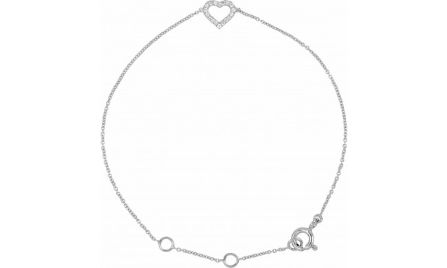 14K White .06 CTW Diamond Heart 7 Bracelet - 68636100P