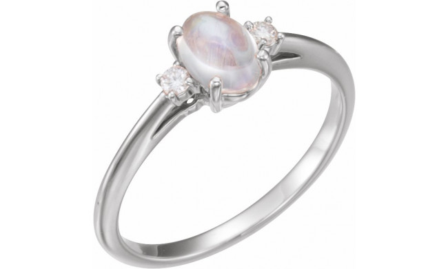 14K White Rainbow Moonstone & .06 CTW Diamond Ring - 71811600P