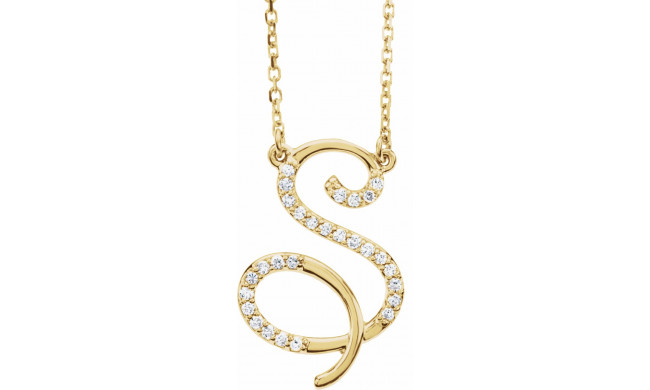 14K Yellow 1/8 CTW Diamond Initial S 16 Necklace - 67399137P