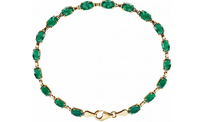 14K Yellow Lab-Grown Emerald 7.25 Bracelet - 65153960002P