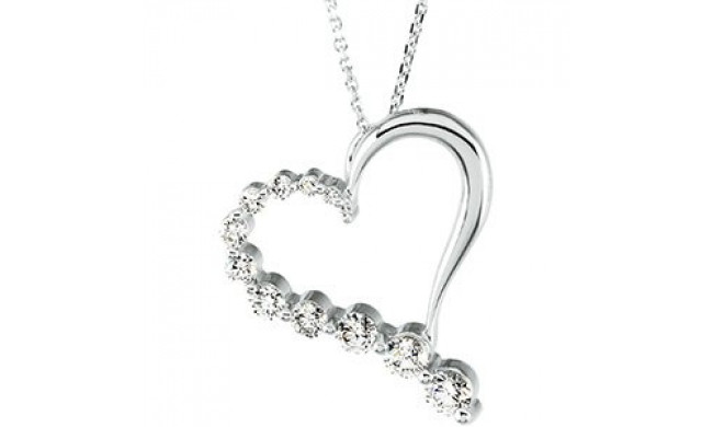 14K White 1 CTW Diamond Journey Heart 18 Necklace - 69023658381P