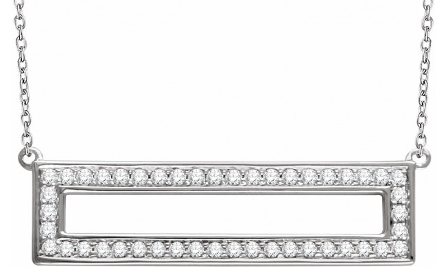 14K White 3/8 CTW Diamond Rectangle 16-18 Necklace - 65188760001P